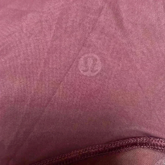 Lululemon Mix and Mesh Long Sleeve Activewear Open Back Top Redwood and cream - Picture 5 of 11
